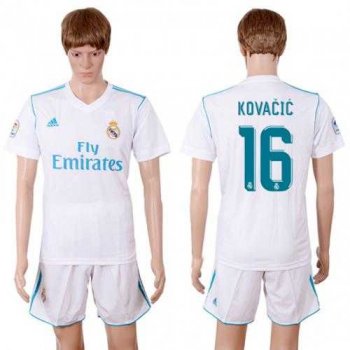 Real Madrid #16 Kovacic White Home Soccer Club Jersey