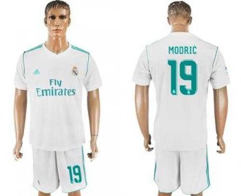 Real Madrid #19 Modric White Home Soccer Club Jersey