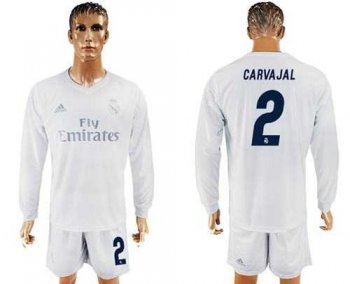 Real Madrid #2 Carvajal Marine Environmental Protection Home Long Sleeves Soccer Club Jersey