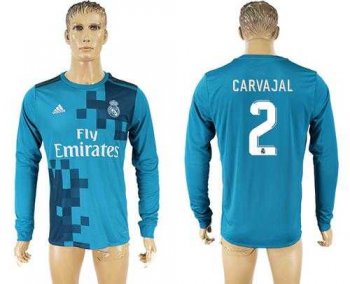 Real Madrid #2 Carvajal Sec Away Long Sleeves Soccer Club Jersey