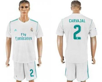 Real Madrid #2 Carvajal White Home Soccer Club Jersey