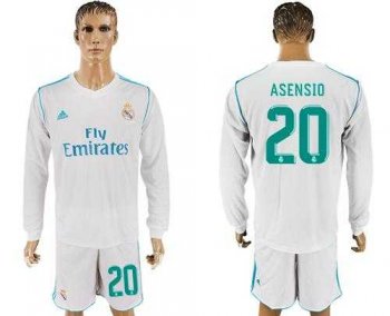 Real Madrid #20 Asensio White Home Long Sleeve Soccer Club Jersey