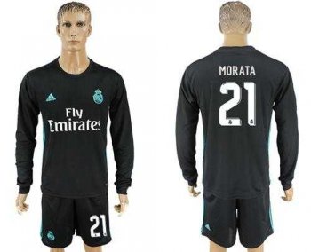 Real Madrid #21 Morata Away Long Sleeves Soccer Club Jersey