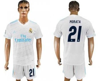 Real Madrid #21 Morata White Home Soccer Club Jersey