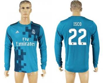 Real Madrid #22 Isco Sec Away Long Sleeves Soccer Club Jersey