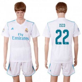 Real Madrid #22 Isco White Home Soccer Club Jersey