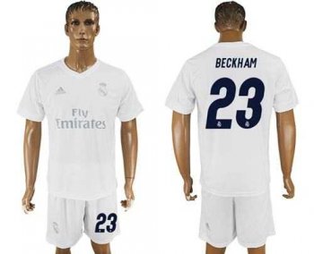 Real Madrid #23 Beckham Marine Environmental Protection Home Soccer Club Jersey