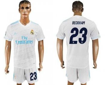 Real Madrid #23 Beckham White Home Soccer Club Jersey