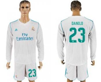 Real Madrid #23 Danilo White Home Long Sleeves Soccer Club Jersey