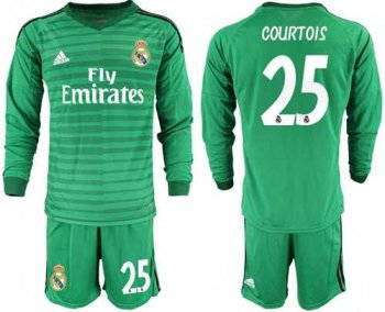 Real Madrid #25 Courtois Green Goalkeeper Long Sleeves Soccer Club Jersey