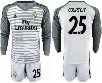 Real Madrid #25 Courtois Grey Goalkeeper Long Sleeves Soccer Club Jersey