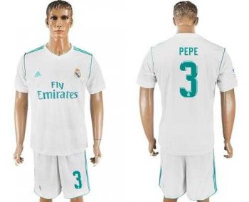 Real Madrid #3 Pepe White Home Soccer Club Jersey