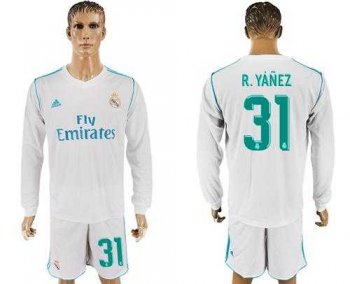 Real Madrid #31 R.Yanez White Home Long Sleeves Soccer Club Jersey