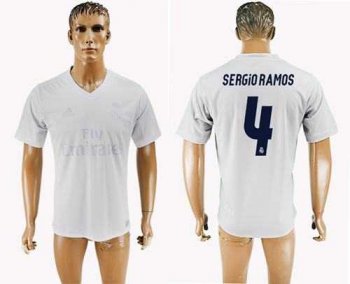 Real Madrid #4 Sergio Ramos Marine Environmental Protection Home Soccer Club Jersey