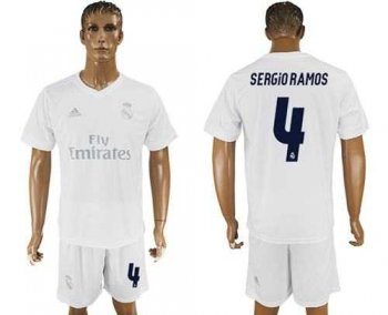 Real Madrid #4 Sergio Ramos Marine Environmental Protection Home Soccer Club Jersey