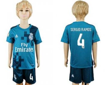 Real Madrid #4 Sergio Ramos Sec Away Kid Soccer Club Jersey