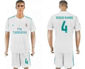 Real Madrid #4 Sergio Ramos White Home Soccer Club Jersey