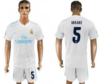 Real Madrid #5 Varane White Home Soccer Club Jersey