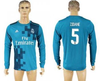 Real Madrid #5 Zidane Sec Away Long Sleeves Soccer Club Jersey