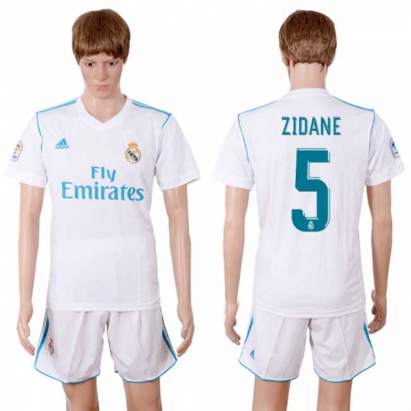 Real Madrid #5 Zidane White Home Soccer Club Jersey