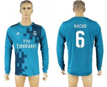 Real Madrid #6 Nacho Sec Away Long Sleeves Soccer Club Jersey