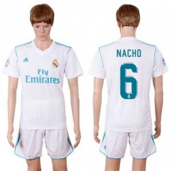 Real Madrid #6 Nacho White Home Soccer Club Jersey