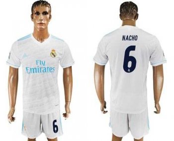 Real Madrid #6 Nacho White Home Soccer Club Jersey