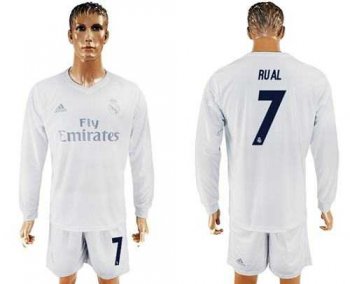 Real Madrid #7 Rual Marine Environmental Protection Home Long Sleeves Soccer Club Jersey