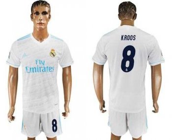 Real Madrid #8 Kroos White Home Soccer Club Jersey