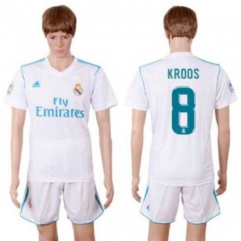 Real Madrid #8 Kroos White Home Soccer Club Jersey