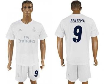 Real Madrid #9 Benzema Marine Environmental Protection Home Soccer Club Jersey