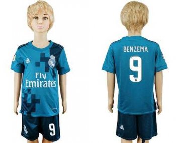 Real Madrid #9 Benzema Sec Away Kid Soccer Club Jersey