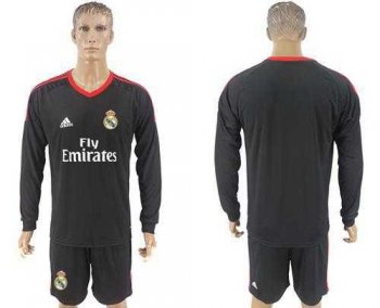 Real Madrid Blank Black Goalkeeper Long Sleeves Soccer Club Jersey