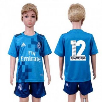 Real Madrid Blank Champions Sec Away Kid Soccer Club Jersey