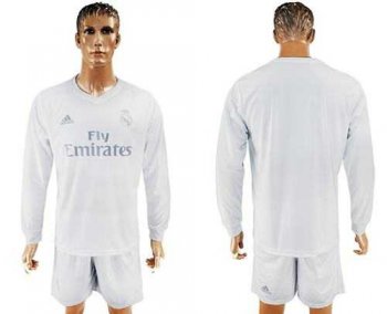 Real Madrid Blank Marine Environmental Protection Home Long Sleeves Soccer Club Jersey