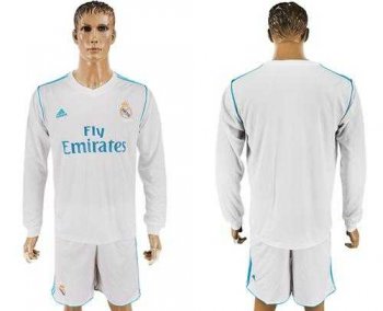 Real Madrid Blank White Home Long Sleeves Soccer Club Jersey