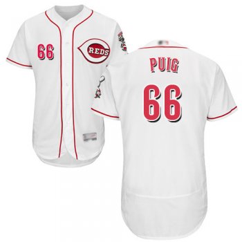 Reds #66 Yasiel Puig White Flexbase Authentic Collection Stitched Baseball Jersey