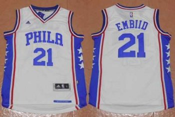 Revolution 30 Philadelphia 76ers #21 Joel Embiid White Stitched NBA Jersey