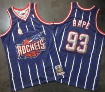 Mitchell And Ness A Bathing Ape Rockets #93 Bape Navy Stitched NBA Jersey