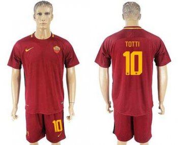 Roma #10 Totti Red Home Soccer Club Jersey