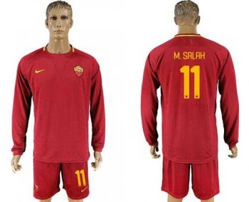 Roma #11 M.Salah Home Long Sleeves Soccer Club Jersey