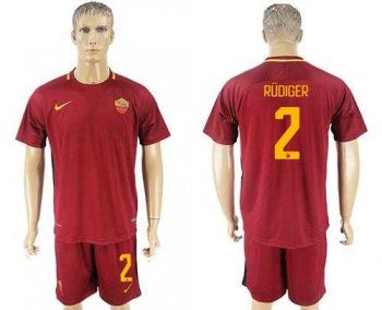 Roma #2 Rudiger Red Home Soccer Club Jersey