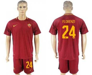 Roma #24 Florenzi Red Home Soccer Club Jersey