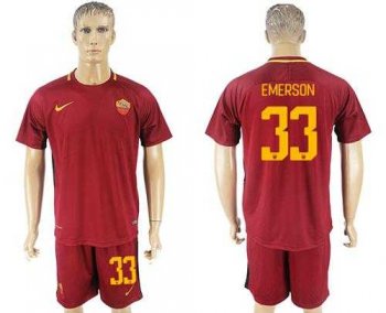 Roma #33 Emerson Red Home Soccer Club Jersey