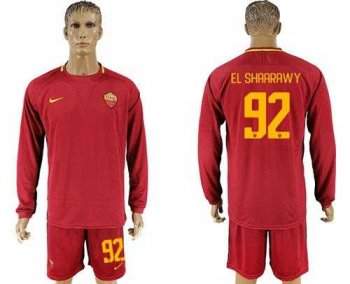 Roma #92 EL Shaarawy Home Long Sleeves Soccer Club Jersey