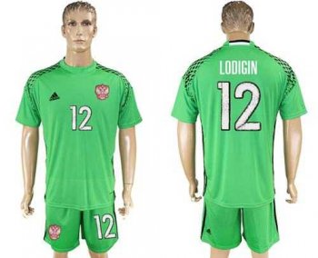 Russia #12 Lodigin Green Goalkeeper Soccer Country Jersey