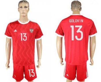 Russia #13 Golovin Federation Cup Home Soccer Country Jersey