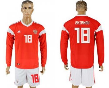 Russia #18 Zhirkov Red Home Long Sleeves Soccer Country Jersey