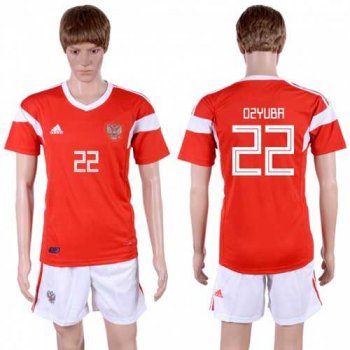 Russia #22 Dzyuba Home Soccer Country Jersey