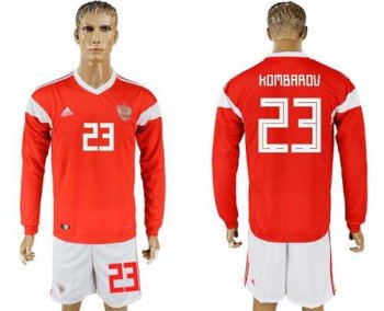 Russia #23 Kombarov Red Home Long Sleeves Soccer Country Jersey